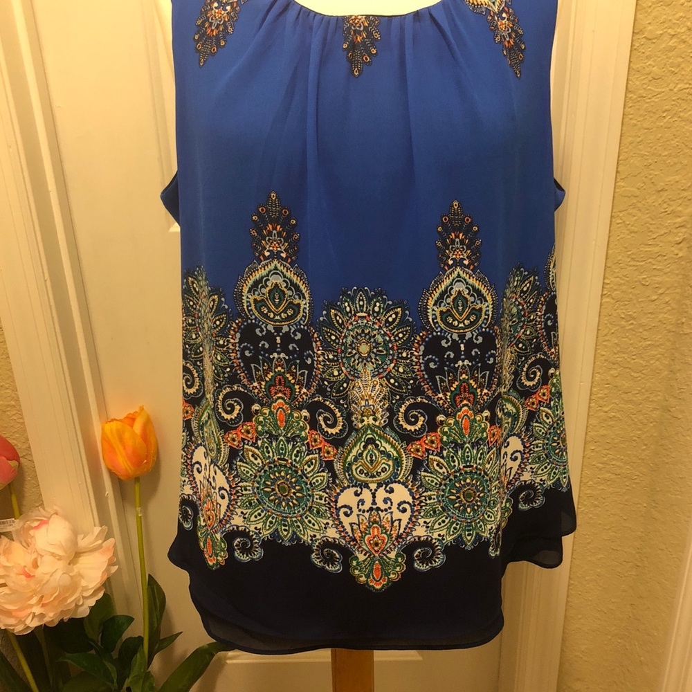 Rose + Olive Sleeveless Top, XL